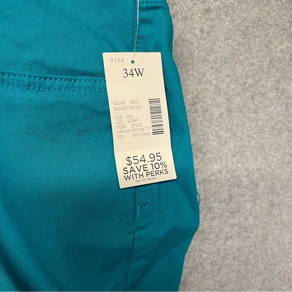 New With Tags Catherine's 34W Capri Pants Teal Blue Pockets Stretch Waist - Picture 5 of 11